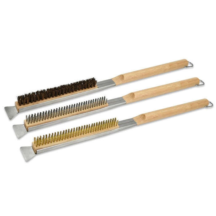 21 Inch Wooden Handle Pizza Oven Brush with Stone Scraper, Spec: Palm Stalk Fiber Bristles Color ...
