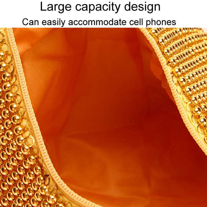 Evening Clutch Bag Ladies Banquet Soft Beaded Handbag(Gold)