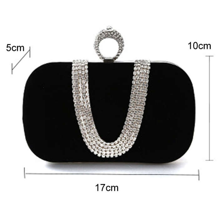 U-Shape Embellished Evening Bag Ladies Banquet Evening Clutch Bag(Sapphire Blue)