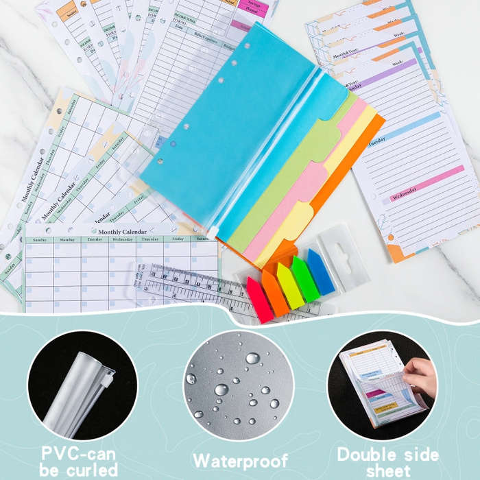 A6 Macaron Loose-Leaf Weekly Plan Monthly Plan Notebook PU Leather Multi-Function Storage Handboo...