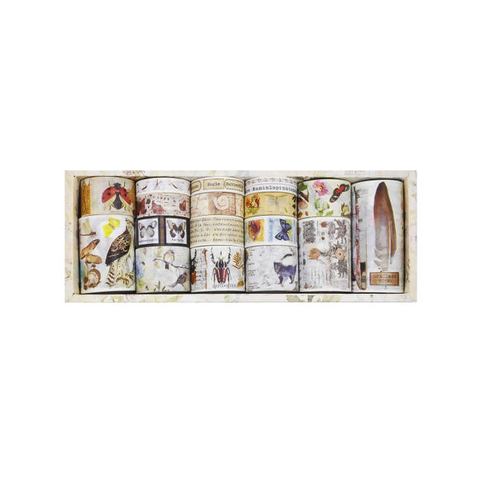 18rolls /Box  Nostalgic Memory Washi Tape Set Retro Style DIY Scrapbook Stickers, Style: Forest D...