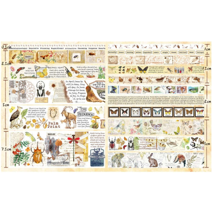 18rolls /Box  Nostalgic Memory Washi Tape Set Retro Style DIY Scrapbook Stickers, Style: Forest D...