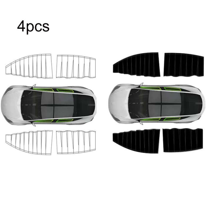 For Tesla Model 3 4pcs White Car Side Window Privacy Sun Protection Curtain