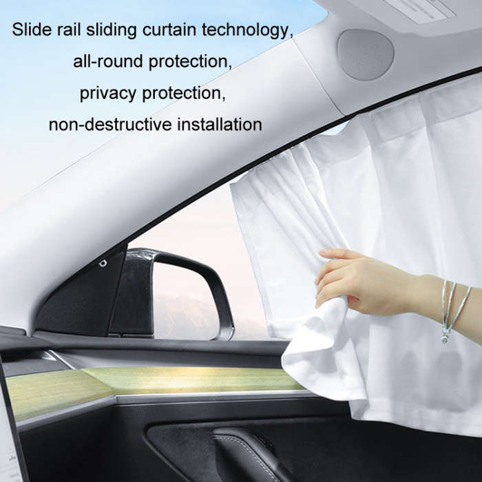 For Tesla Model 3 4pcs White Car Side Window Privacy Sun Protection Curtain
