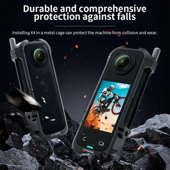 For Insta360 X4 CYNOVA Metal Rabbit Cage + Lens Cover Set Protective Accessories(Black)