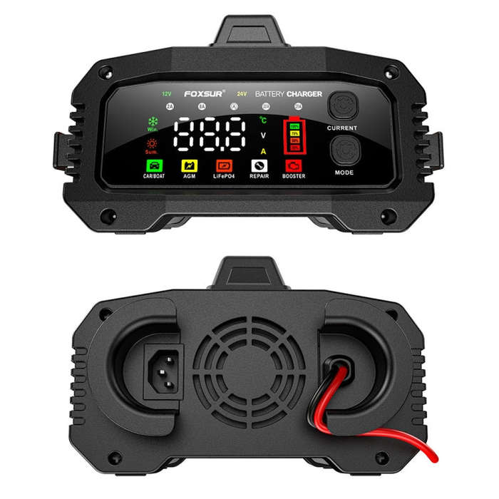 FOXSUR 25A 12V/24V Portable High-Power Car Ship Motorcycle Charger(EU Plug)