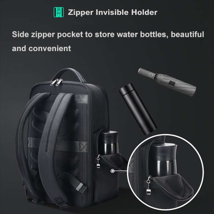 Bopai 61-125031 Large-capacity First-layer Cowhide Business Laptop Backpack With USB+Type-C Port(...