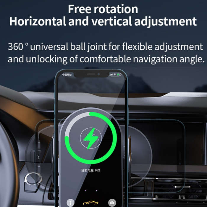 Car Air Outlet Smart Induction Wireless Charging Mobile Phone Holder(Black 66W)