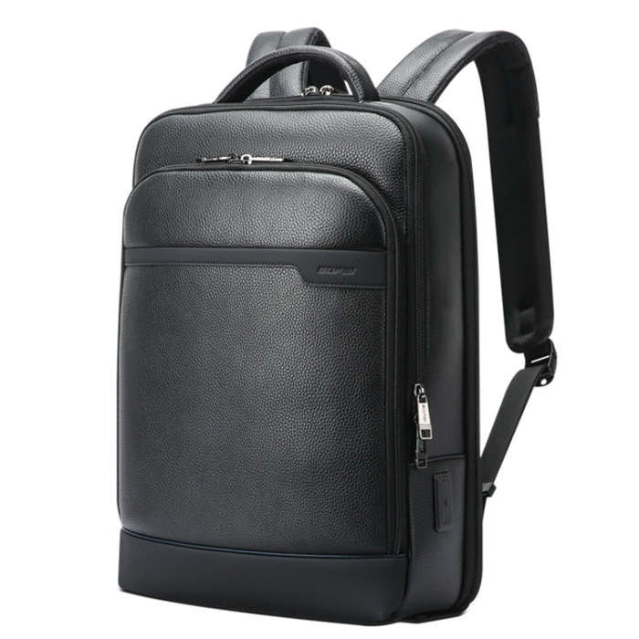 Bopai 61-122391 Large-capacity First-layer Cowhide Business Laptop Backpack With USB+Type-C Port(...