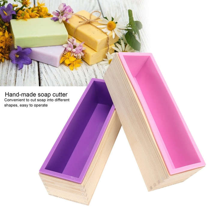 1200ml DIY Handmade Soap Mold Rectangular Wooden Box Cold Soap Mold, Specification: Wooden Box+Pi...