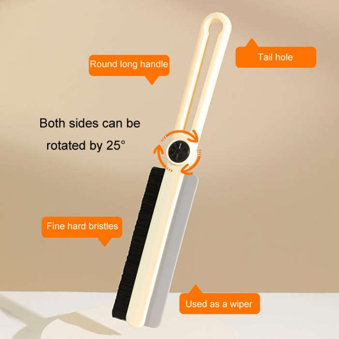 Household Multifunctional Crevice Brush Bathroom Long Handled Groove Cleaning Brush(Milk Yellow)