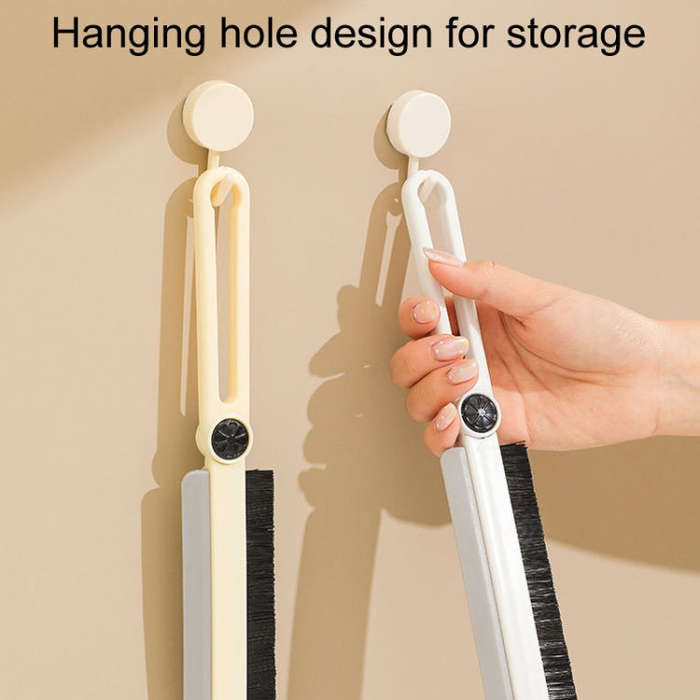 Household Multifunctional Crevice Brush Bathroom Long Handled Groove Cleaning Brush(Milk Yellow)