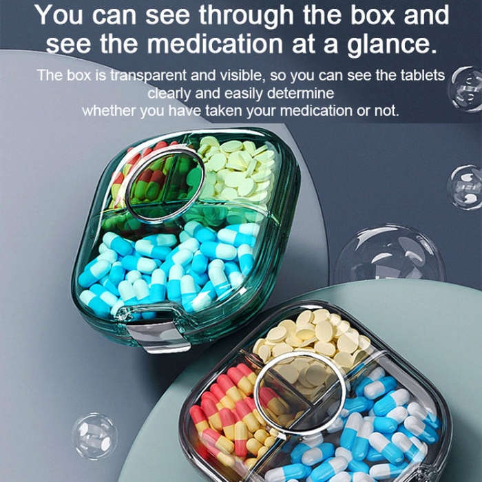 Multi-functional Portable Mini Pill Dispenser Organizer(Transparent Green)
