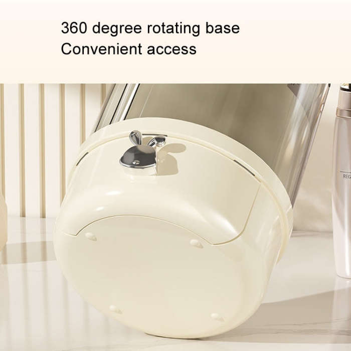 Rotation Dustproof Makeup Brush Storage Tube Dressing Table Desktop Pen Tube(Transparent Black)