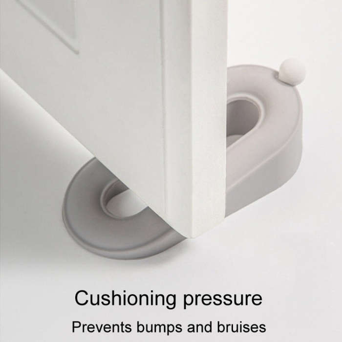 Household Hole-Free Fixed Doorstop Anti-Collision Donut Door Stopper(Gray)