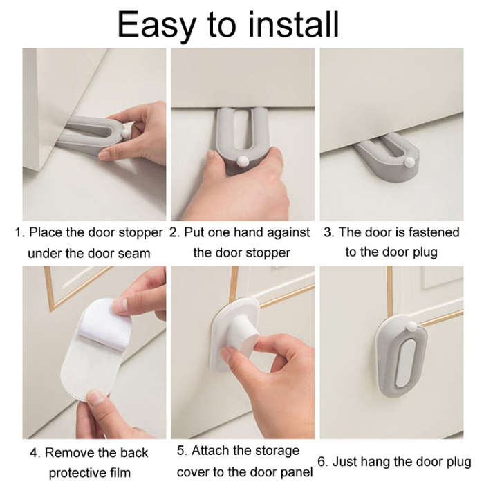 Household Hole-Free Fixed Doorstop Anti-Collision Donut Door Stopper(Gray)