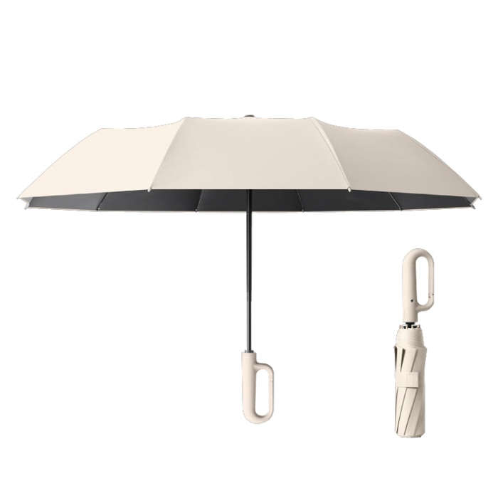 Fully Automatic Rain Or Shine Umbrella Foldable Unisex Sun Shade Umbrella, Style: Forward Beige 1...