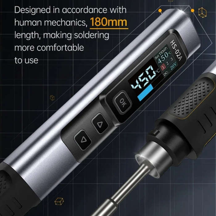 FNIRSI Portable Constant Temperature Soldering Iron Set, Model: HS-02A Upgrade B+C2C Line+100W US...
