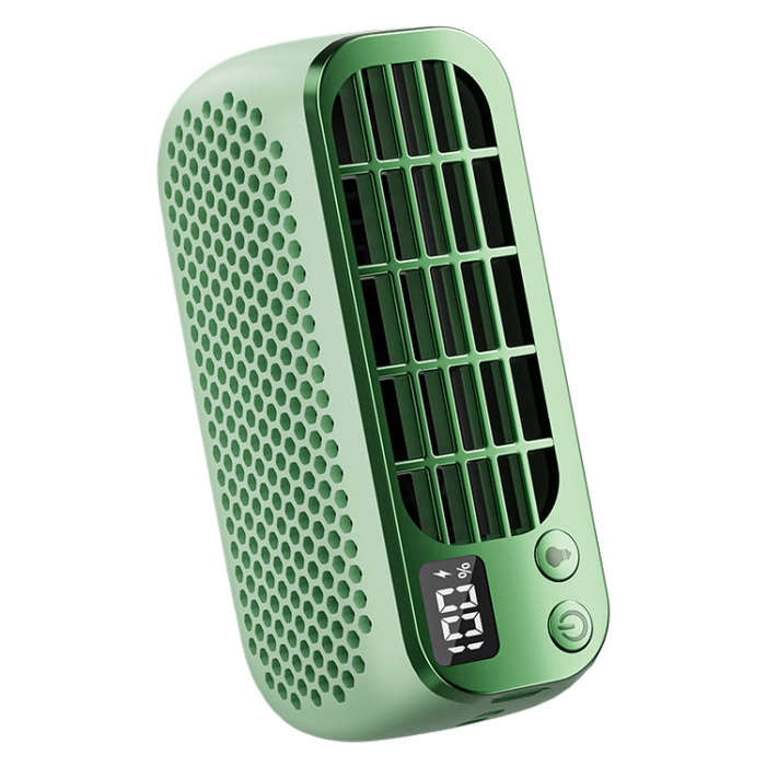 USB Charging Digital Display Portable Bladeless Outdoor Mini Night Light Fan(Green)