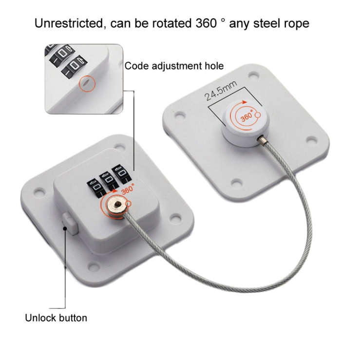 Child Safety Lock No Hole Window Limiter Refrigerator Drawer Cabinet Combination Lock, Specificat...