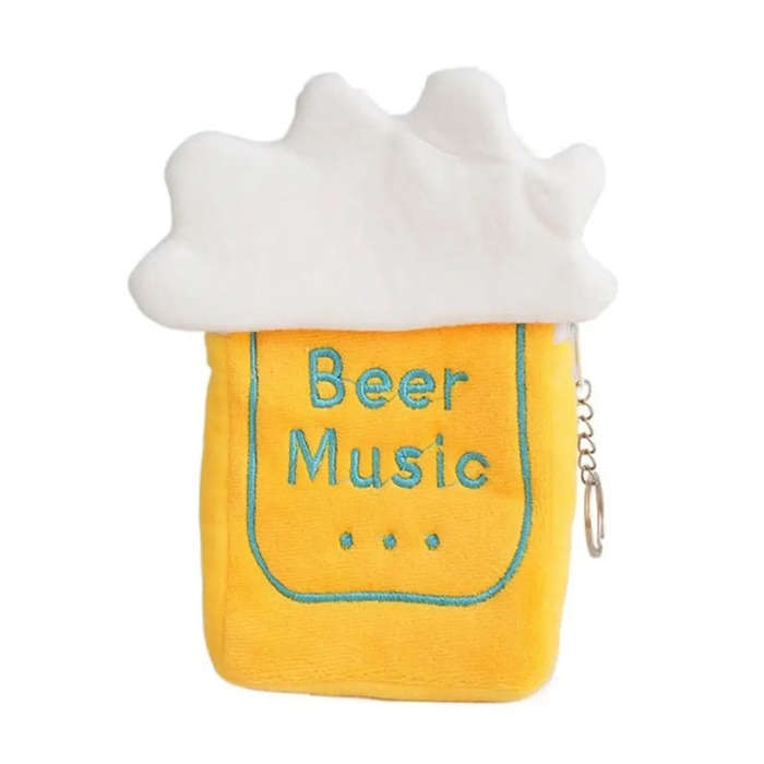 Cute Breakfast Cartoon Wallet Coin Lipstick Data Cable Storage Bag Purse, Style: Beer