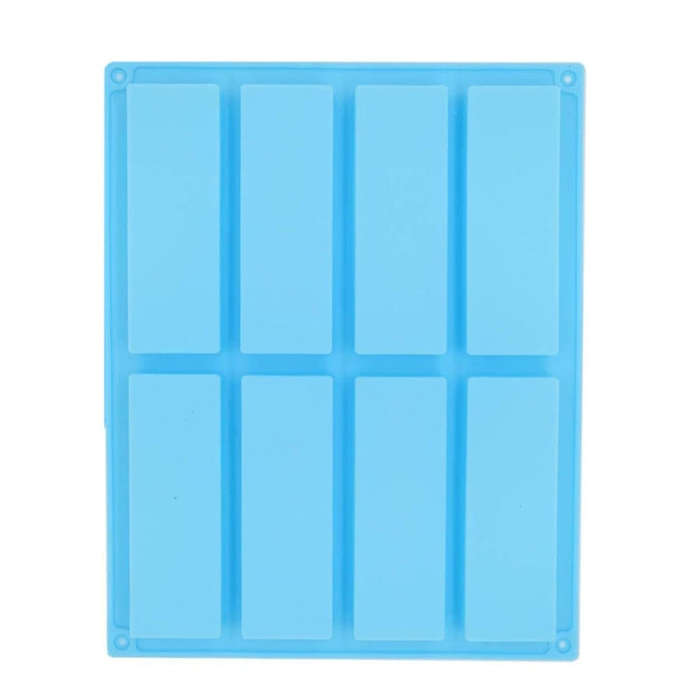 8 Grids Rectangular Silicone Handmade Soap Mould DIY Aromatherapy Mould(Light Blue)