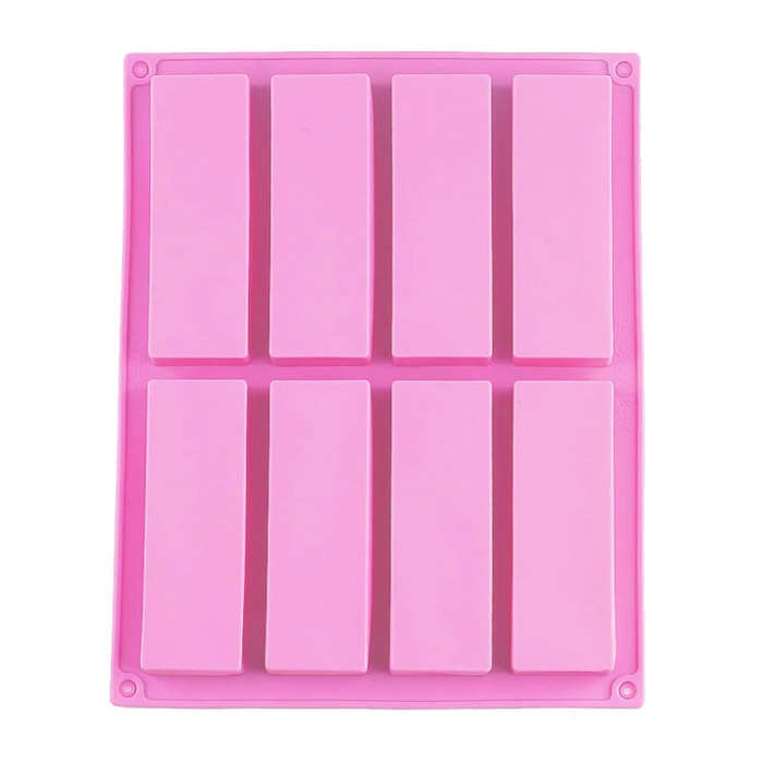 8 Grids Rectangular Silicone Handmade Soap Mould DIY Aromatherapy Mould(Pink)