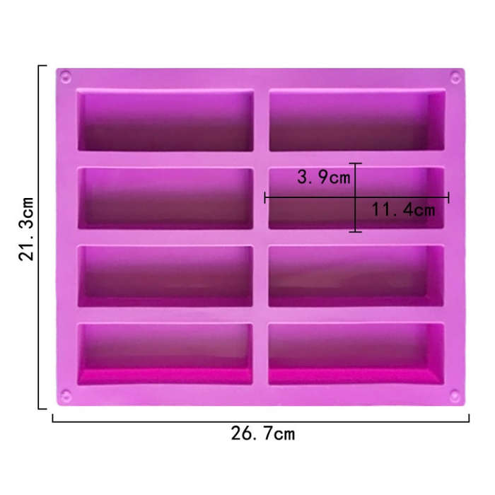 8 Grids Rectangular Silicone Handmade Soap Mould DIY Aromatherapy Mould(Light Blue)
