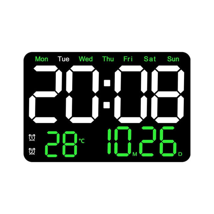 Multifunctional LED Digital Display Electronic Wall Clock Living Room Silent Alarm Clock, Color: ...