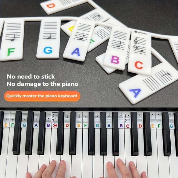 Silicone Piano Notes Guide Removable Piano Keyboard, Spec: 61 Keys White Bottom Color Text