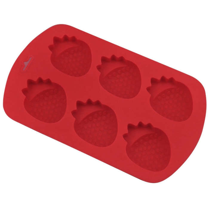 6 Grids Strawberry Silicone Cake Mold Baking DIY Chocolate Mould(Red)