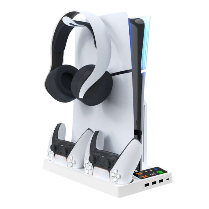 For PS5 Slim iplay HA-8006 Console Multifunctional Cooling Dock Handle Dual Charging Stand Handle...