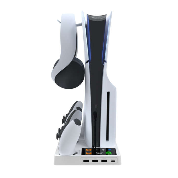 For PS5 Slim iplay HA-8006 Console Multifunctional Cooling Dock Handle Dual Charging Stand Handle...