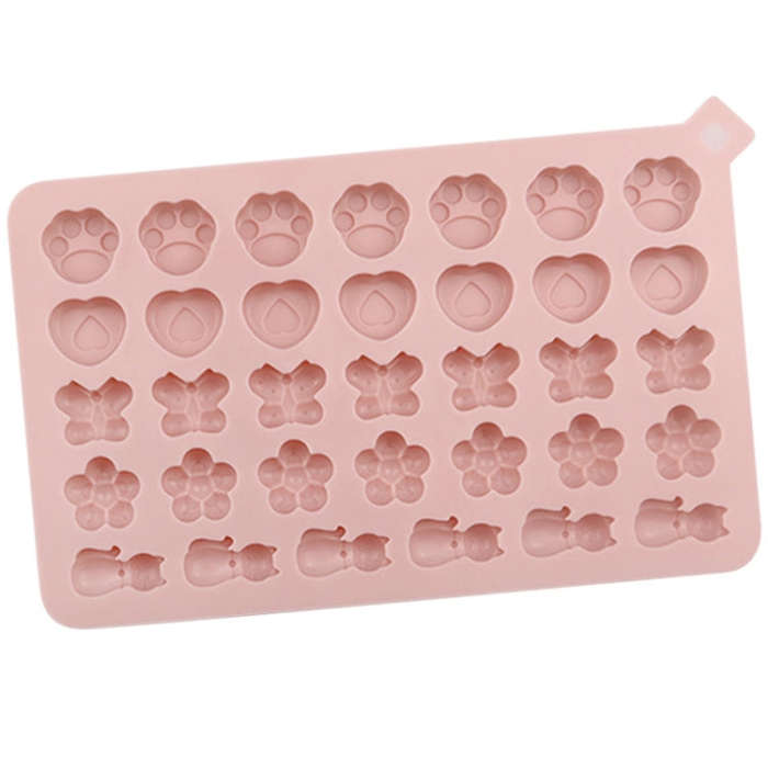 34 Grids Cats Butterfly Flower Silicone Mould DIY Cookie And Candy Decoration Molds(Pink)