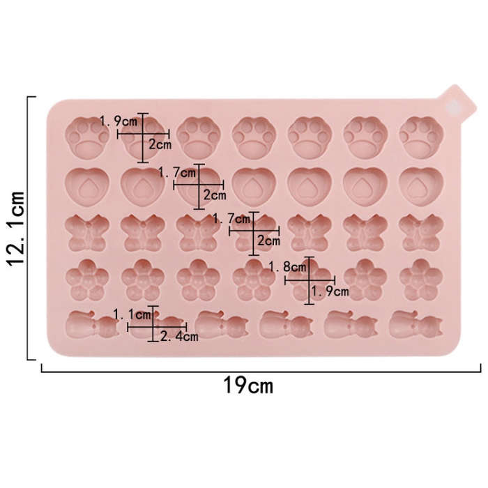 34 Grids Cats Butterfly Flower Silicone Mould DIY Cookie And Candy Decoration Molds(Pink)