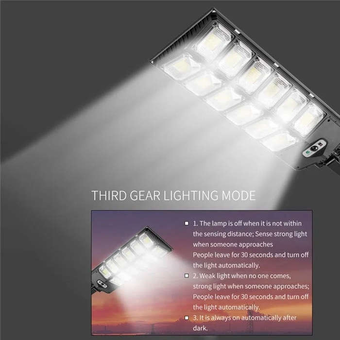 E-SMARTER W789B-6 LED Strong Light Double Row Solar Garden Light Induction Street Lamps