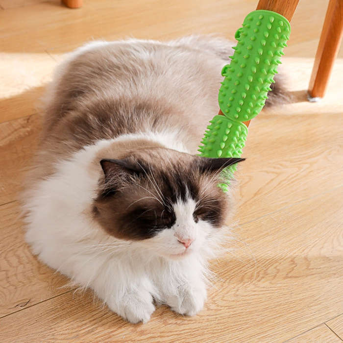 Multifunctional Cat Table Leg Scratcher Pet Silicone Hair Massage Brush(Yellow)