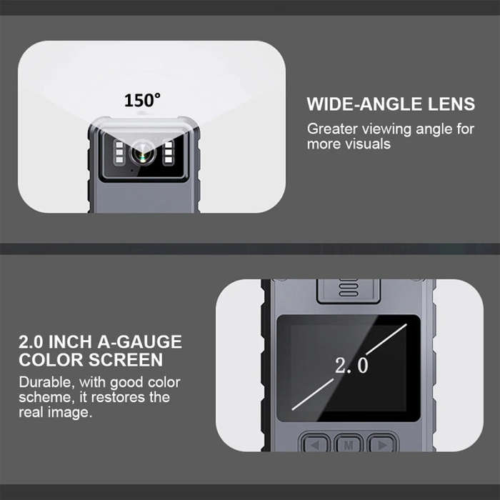 L9 1080P  2.0 Inch IPS Screen Video Recorder With Back Clip IP65 Waterproof Mini Camcorders