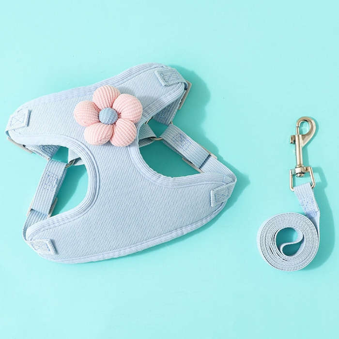 Pet Puppy Dog Leash Vest Teddy Chest Belt Chain Dog Walking Leash, Size: L(Blue)