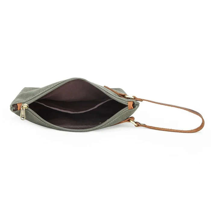 Portable Canvas Bag Large Capacity Washing Bag Cosmetics Storage Bag(Khaki)