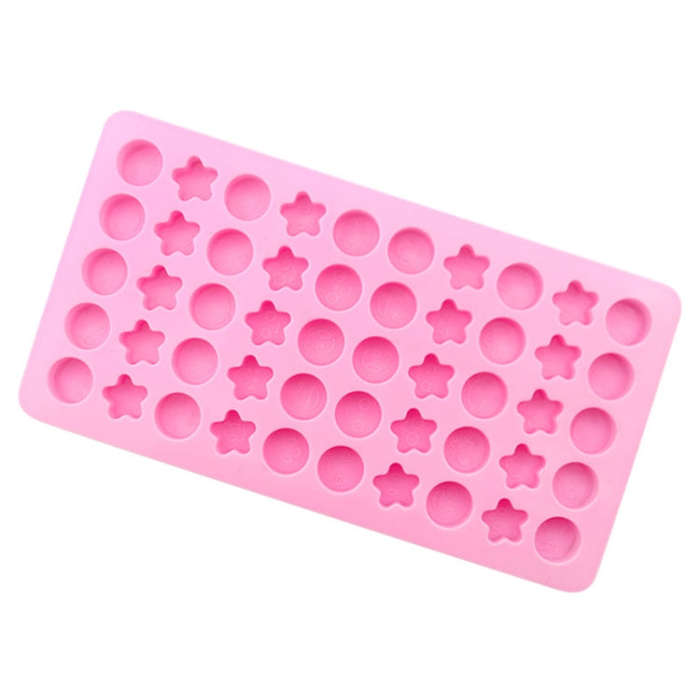 50 Grids Round Pentagram Chocolate Fondant Drip Cookie Molds DIY Jelly Pudding Mould(Pink)