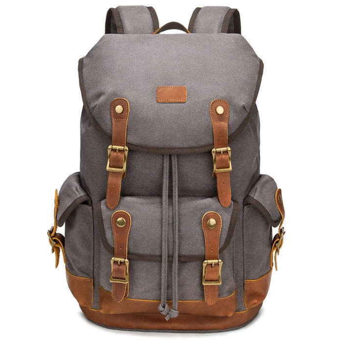 Retro Canvas Backpack Large Capacity Travel Computer Bag(Gray)