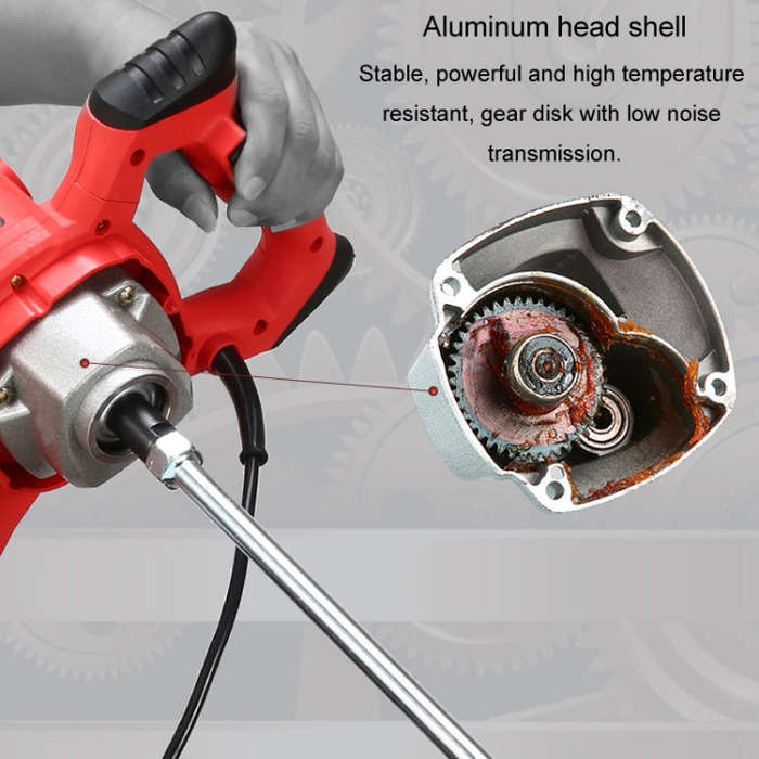 AOTUO 220V High Power Industrial Grade Electrical Mixer Handheld Concrete Paint Mixer(EU Plug Red)