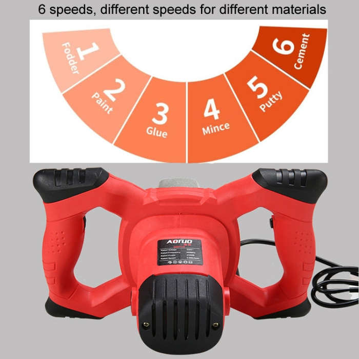 AOTUO 220V High Power Industrial Grade Electrical Mixer Handheld Concrete Paint Mixer(EU Plug Blue)