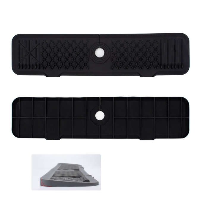 Slope Silicone Faucet Drain Pad Splash-proof Sink Faucet Mat(Black)
