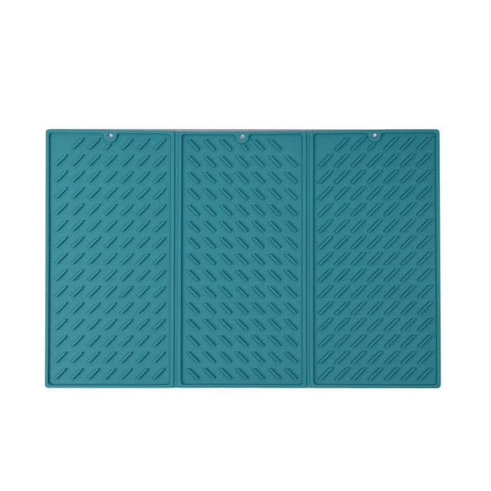 62 x 40cm  Trifold Silicone Drain Pad Bowl and Dish Drying Mat for Kitchen Counter(Green)