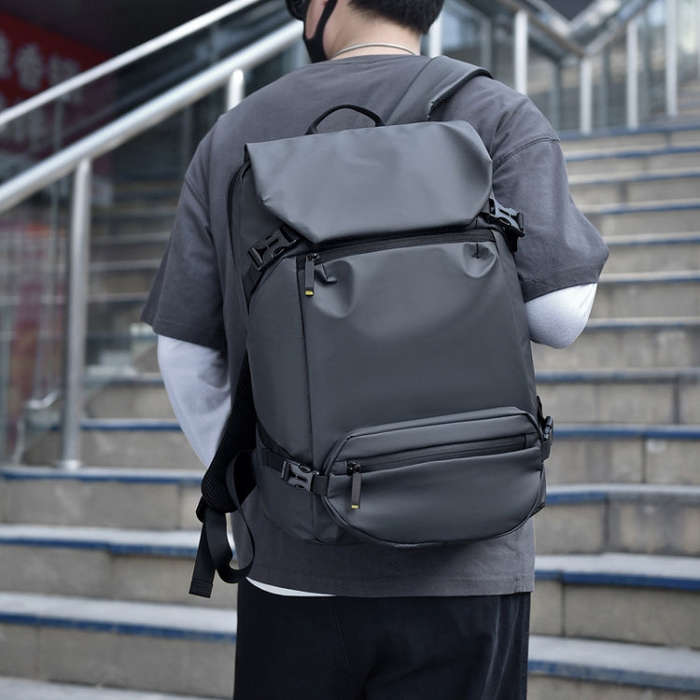 WEPOWER Men Double Shoulder Bag Large-capacity Computer Bag Traveling Backpack(Black)