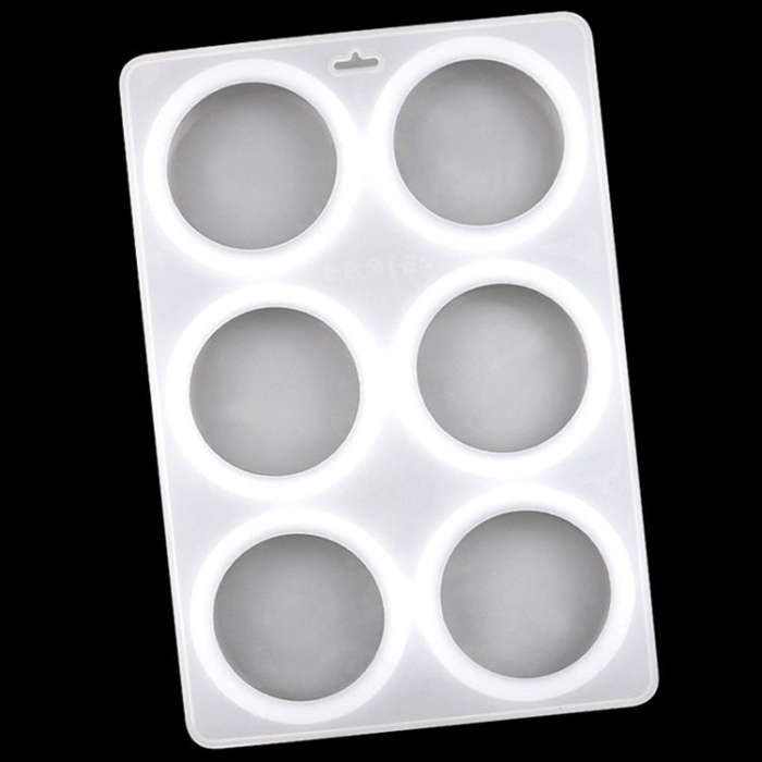 6 Grids Round Silicone Cake Molds Home DIY Handmade Soap Mould(Transparent)