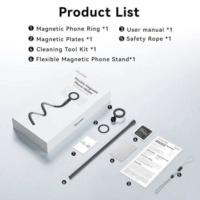 TELESIN P3-FM-01 Flexible Magnetic Fast Disassembly Magsafe Mobile Phone Bracket Sports Camera En...