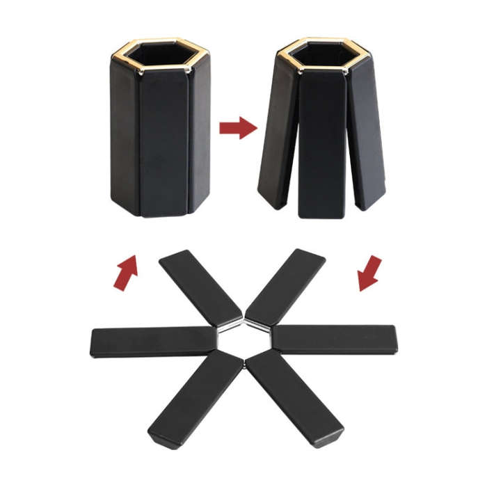 Thickened Folding Anti-scald Heat Insulation Mat Table Placemat Pot Mat(Black)